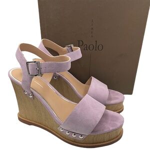 Linea Paolo lilac suede ankle strap Ellis wedge sandals women’s Size 8M